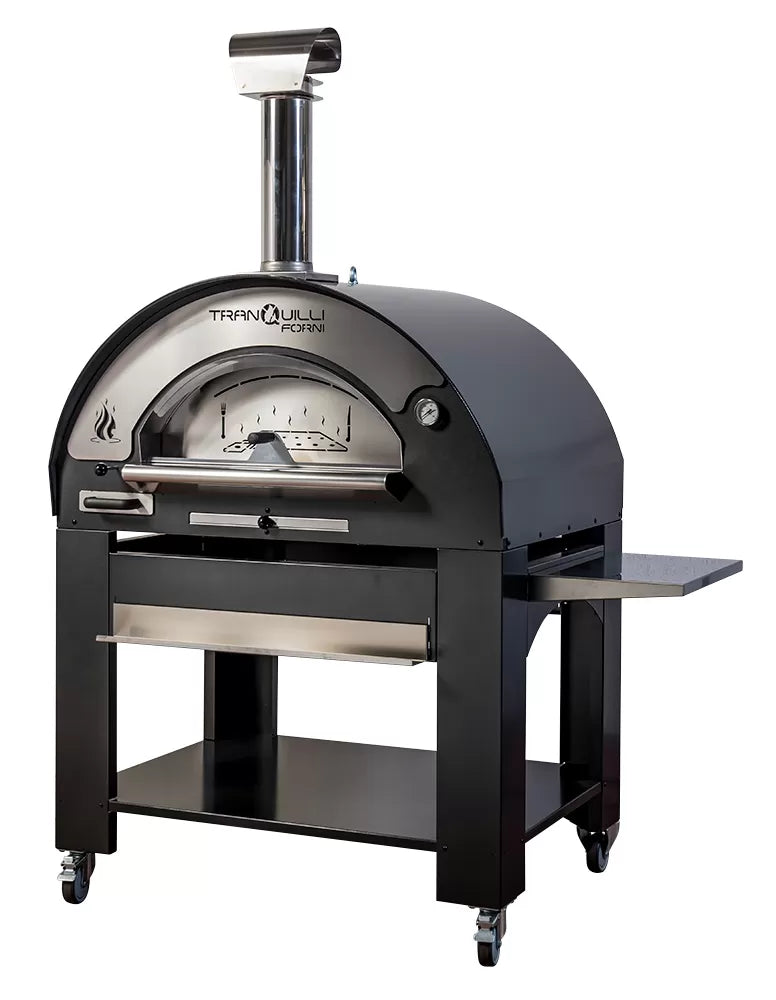 Forno a Legna Arde Maxi Grigio Antracite con Carrello Tranquilli Forni