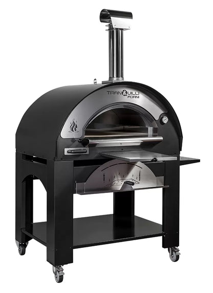 Forno a Legna Arde Maxi Grigio Antracite con Carrello Tranquilli Forni