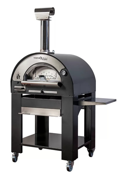 Forno a Legna Arde Medium Grigio Antracite con Carrello Tranquilli Forni