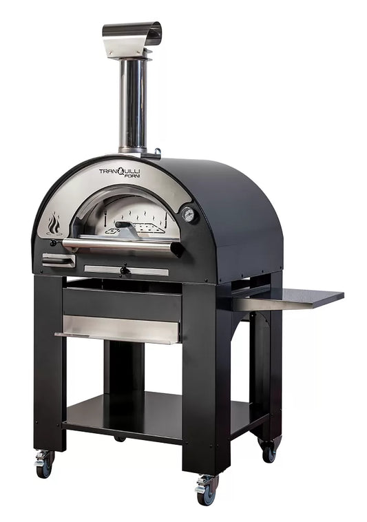 Forno a Legna Arde Medium Grigio Antracite con Carrello Tranquilli Forni