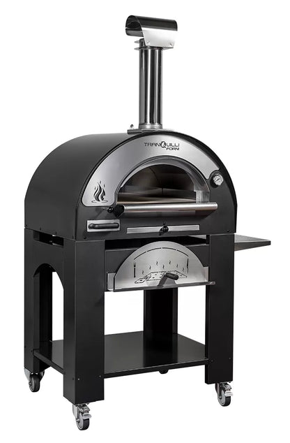 Forno a Legna Arde Medium Grigio Antracite con Carrello Tranquilli Forni