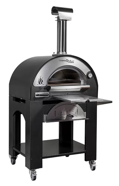 Forno a Legna Arde Medium Grigio Antracite con Carrello Tranquilli Forni