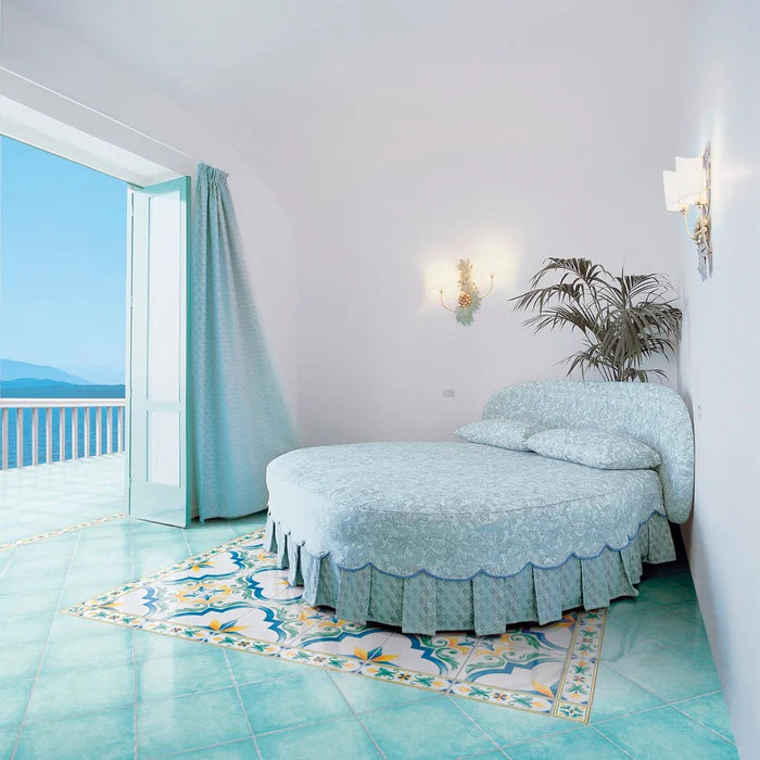 Antiche Riggiole Napoletane Acquamarina 34x34 Savoia Italia