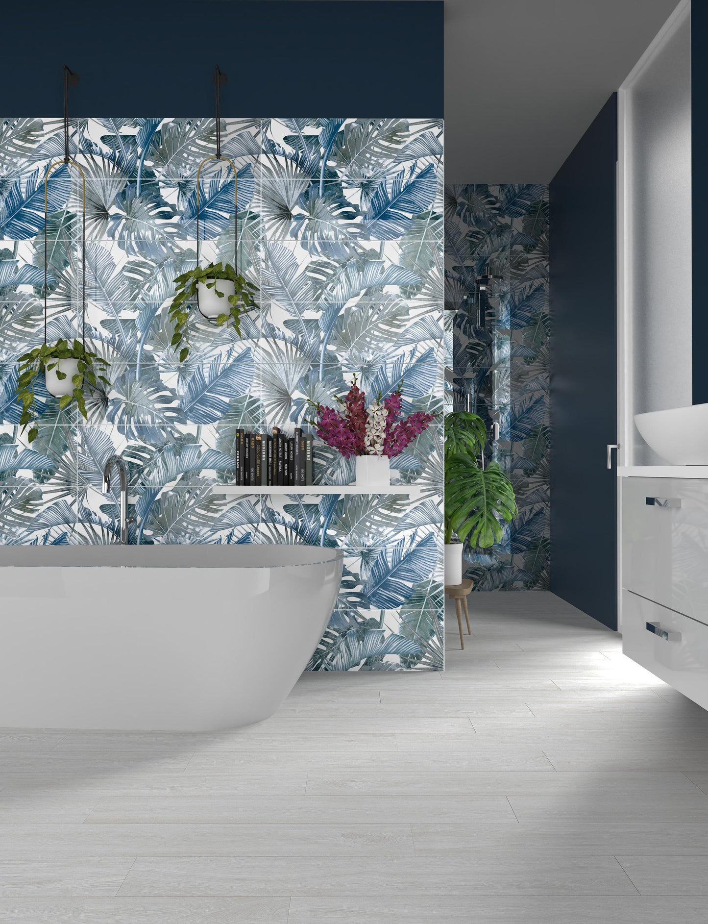Botanical Blue Forest 25x75 Bordo Nat. Lucido/Matt Savoia Italia