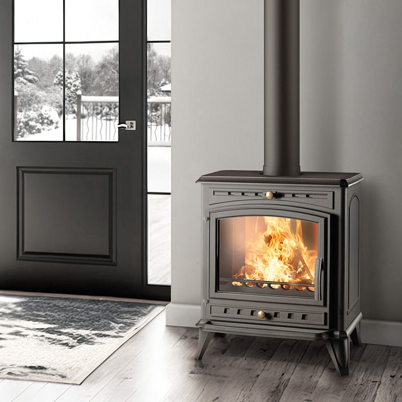 Claudine Stufa a Legna in Ghisa Grigio Antracite a Convezione Naturale 8 kW Caminetti Montegrappa