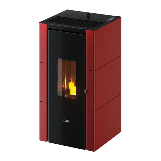 Cristal 7 Metallo Rosso Stufa a Pellet 7 Kw Ad Aria CADEL