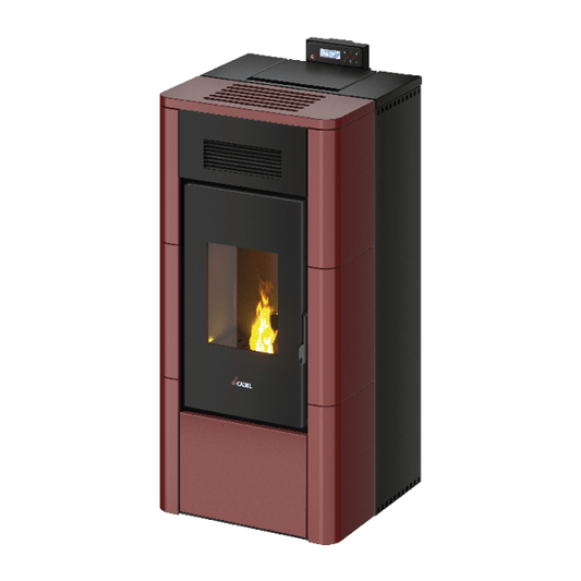 River Idro 23 Maiolica Rosso Stufa a Pellet 22,4 Kw Idro CADEL