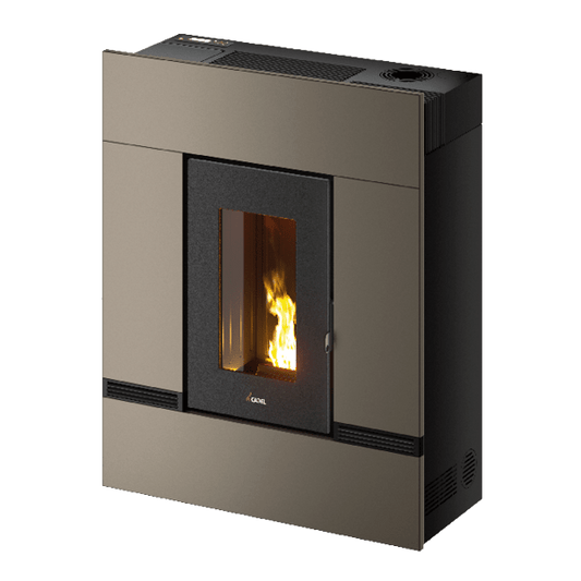 Mithos Plus 12 Up-Twin Metallo Light Bronze Stufa a Pellet 12 Kw Canalizzata Ad Aria CADEL