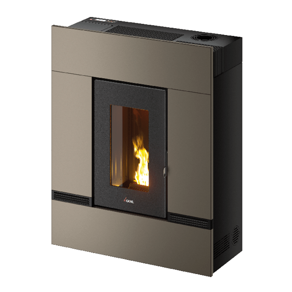 Mithos Plus 14 Up-Twin Metallo Light Bronze Stufa a Pellet 14 Kw Canalizzata Ad Aria CADEL