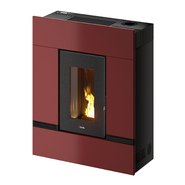 Mithos Plus 14 Up-Twin Metallo Rosso Stufa a Pellet 14 Kw Canalizzata Ad Aria CADEL