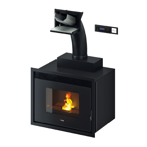 Saturno 24 Metallo Nero Inserto a Pellet 24,7 Kw Idro CADEL