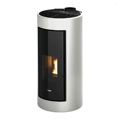 Shell 9 Up-Twin Metallo Bianco Stufa a Pellet 9,1 Kw Ad Aria CADEL