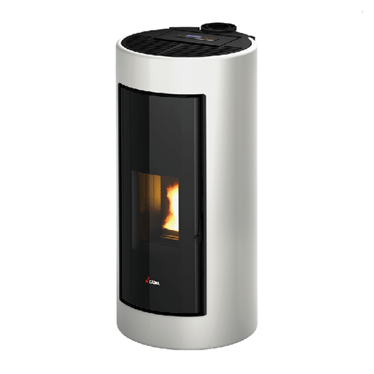 Shell 9 Up-Twin Metallo Bianco Stufa a Pellet 9,1 Kw Ad Aria CADEL