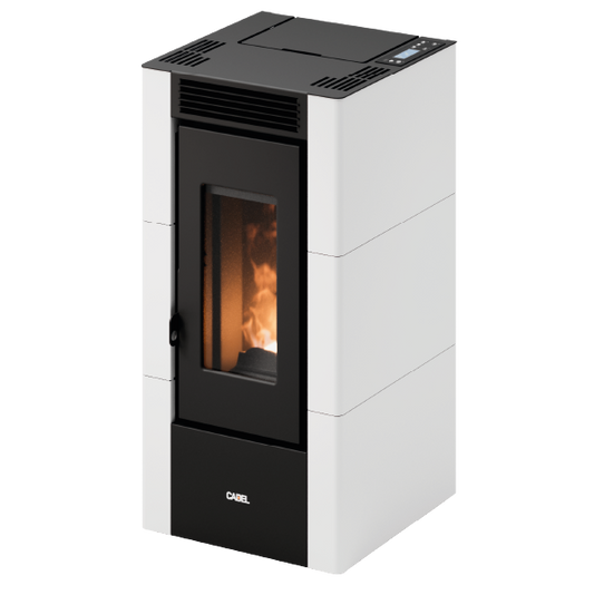 Cristal 6 Metallo Bianco Stufa a Pellet 5,5 Kw Ad Aria CADEL