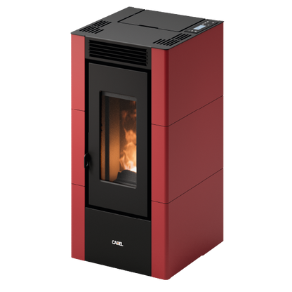 Cristal 6 Stufa a Pellet Ventilata 5,5 kW Metallo Rosso Bordeaux Cadel