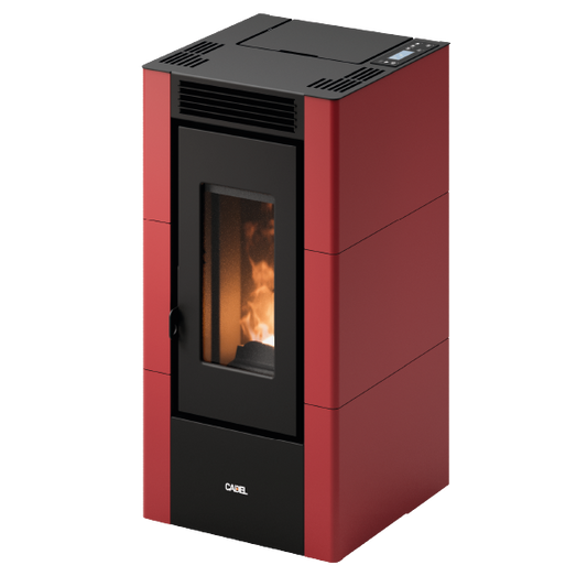 Cristal 6 Stufa a Pellet Ventilata 5,5 kW Metallo Rosso Bordeaux Cadel