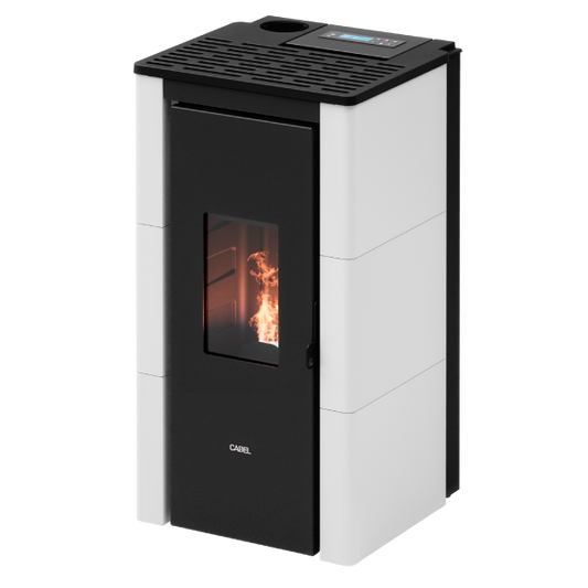 Cristal 7 Up Metallo Bianco Stufa a Pellet 7 Kw Ad Aria CADEL
