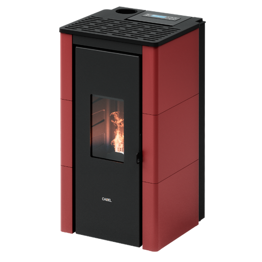 Cristal 7 Up Metallo Rosso Stufa a Pellet 7 Kw Ad Aria CADEL