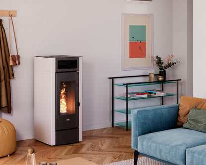 Cristal 9 Metallo Bianco Stufa a Pellet Ventilata ad Aria 8,5 kW Cadel