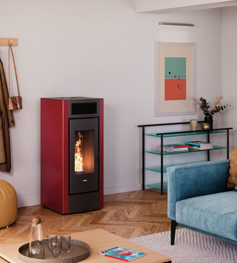 Cristal 9 Autoclean Metallo Rosso Stufa a Pellet Ventilata 8,5 kW Cadel