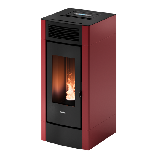 Cristal 9 Metallo Rosso Bordeaux Stufa a Pellet Ventilata ad Aria 8,5 kW Cadel