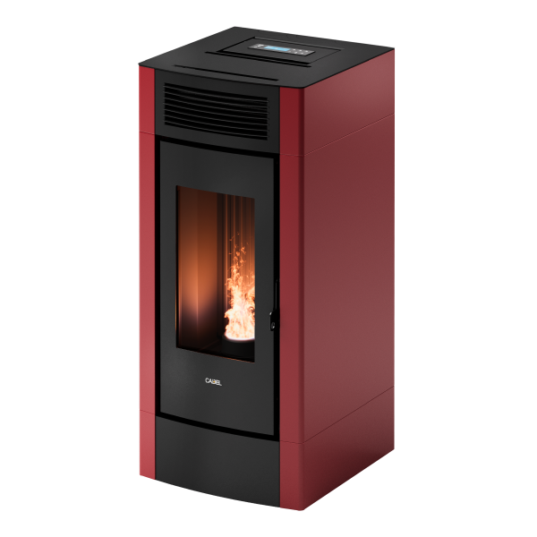Cristal 9 Metallo Rosso Bordeaux Stufa a Pellet Ventilata ad Aria 8,5 kW Cadel