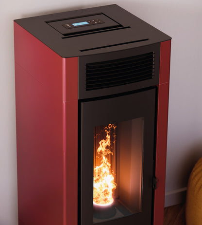 Cristal 9 Autoclean Metallo Rosso Stufa a Pellet Ventilata 8,5 kW Cadel