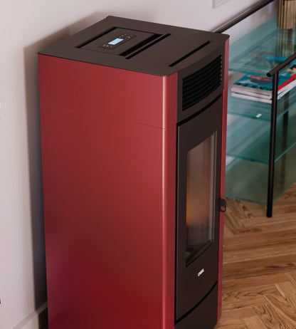 Cristal 9 Autoclean Metallo Rosso Stufa a Pellet Ventilata 8,5 kW Cadel