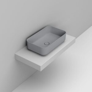 Noemi Lavabo da appoggio rettangolare 64x38 cm grigio cemento Dolomite