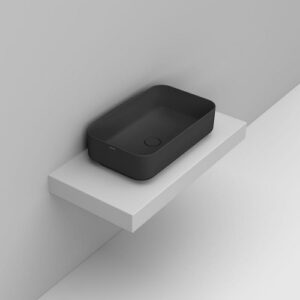 Noemi Lavabo da appoggio rettangolare 64x38 cm nero opaco Dolomite