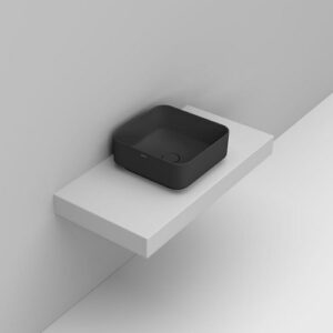 Noemi Lavabo da appoggio quadrato 40x40 cm nero opaco Dolomite