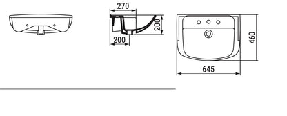 Euro Lavabo semincasso cm 65x48 Dolomite