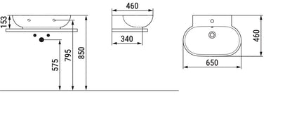 Mirto Lavabo monoforo da appoggio L. 65 cm Dolomite