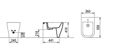 Mirto Bidet filo muro BTW erogazione rubinetto Dolomite