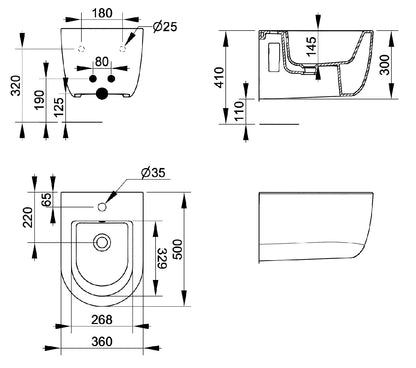 Mirto Bidet sospeso short vortice Dolomite
