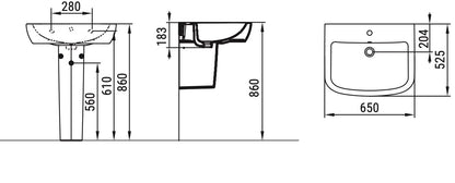 Gemma 2 Lavabo monoforo L. 65 cm Dolomite