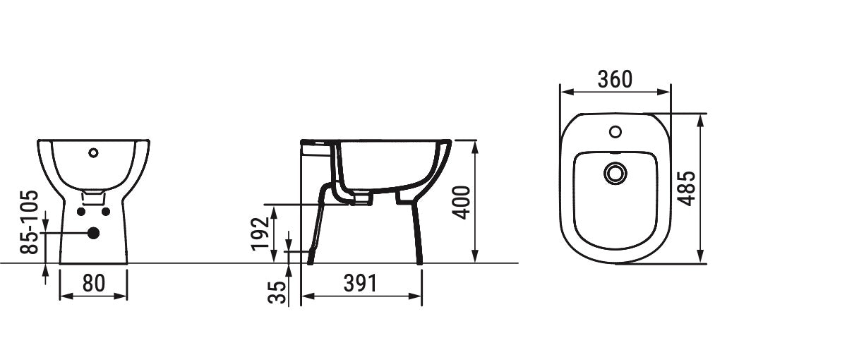 Gemma 2 Bidet erogazione rubinetto Dolomite
