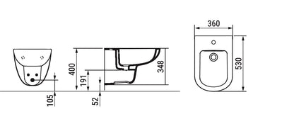 Gemma 2 Bidet sospeso erogazione rubinetto Dolomite