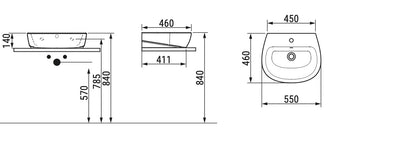 Demy Lavabo da appoggio monoforo L.55 cm Dolomite