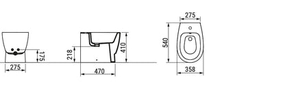 Bidet filo muro Demy Dolomite 36×54 cm bianco con fissaggi