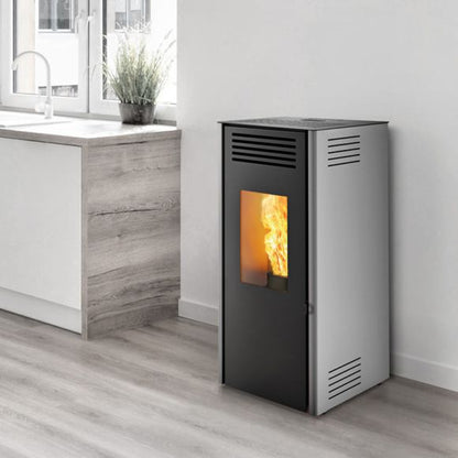 Elica EP Grigio Metallizzato Stufa a Pellet Ventilata ad Aria 8,7 kW Caminetti Montegrappa
