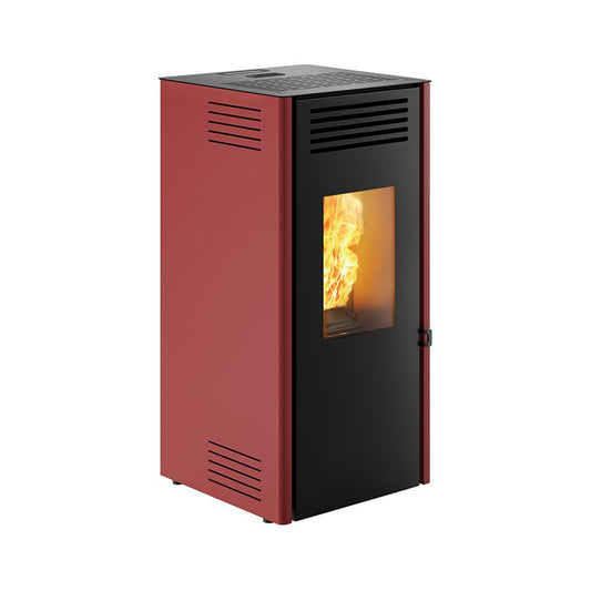 Stufa a Pellet Ventilata Elica 10Kw Rosso