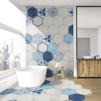 Vietri Esagono Azzurro 40x35 Savoia Italia