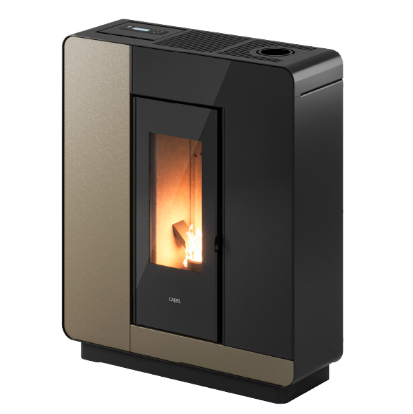 Elle Plus 9 Up-Twin Metallo Light Bronze Stufa a Pellet 8,5 Kw Canalizzata Ad Aria CADEL