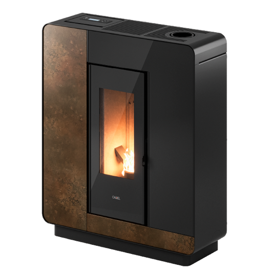 Elle Plus 9 Up-Twin Pietra Ossido Bruno Stufa a Pellet 8,5 Kw Canalizzata Ad Aria CADEL