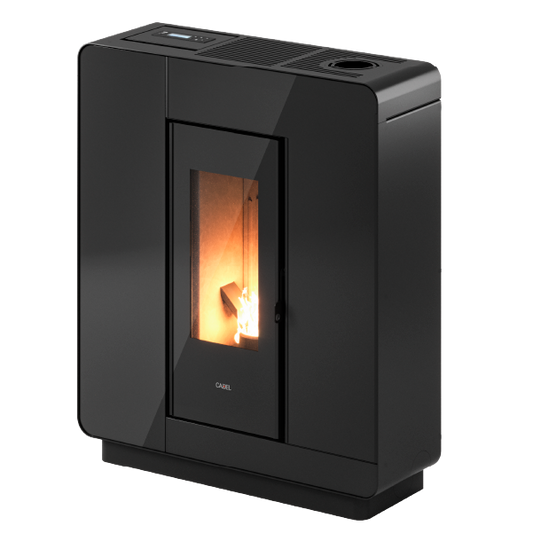 Elle Plus 9 Up-Twin Vetro Nero Stufa a Pellet 8,5 Kw Canalizzata Ad Aria CADEL