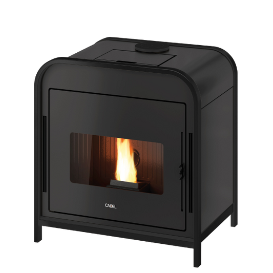 Frame 9 Up-Twin Metallo Nero Stufa a Pellet 9 Kw Ad Aria CADEL