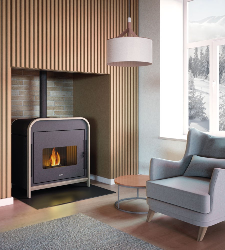 Frame 9 Up-Twin Metallo Light Bronze Stufa a Pellet 9 Kw Ad Aria CADEL