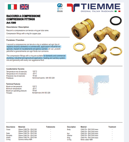 Gomito a 90° O-Ring Femmina Tiemme 1/2x14