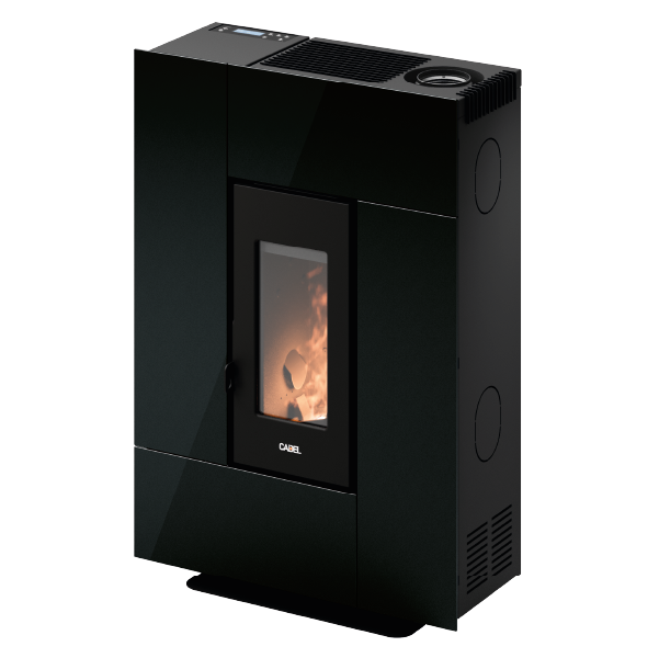 Grace 7 Up-Twin Vetro Nero Stufa a Pellet 6,9 Kw Ad Aria CADEL